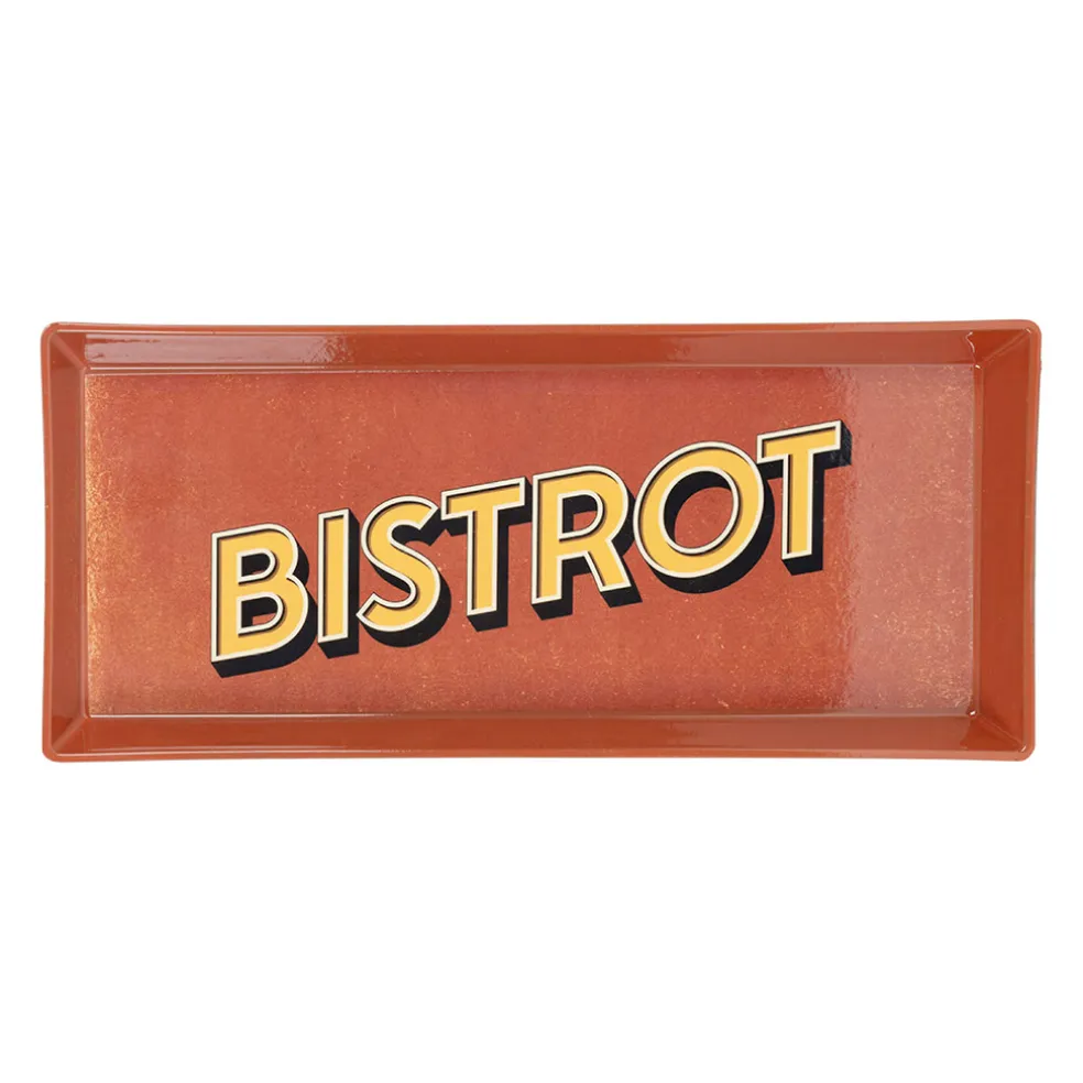Plateau rouge et jaune 26x11cm - Bistrot Des Amis