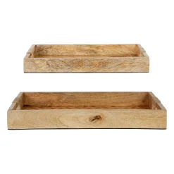 Plateaux x2 terracotta en bois de manguier - sweet leaves