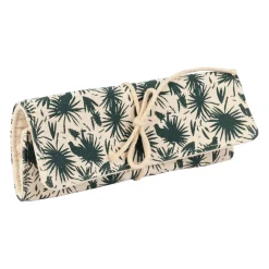 Pochette à bijoux de voyage écru et vert foncé - Palmea