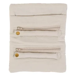 Pochette à bijoux de voyage creme oeil en velours coton 20x24cm