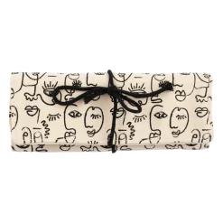 Pochette à bijoux de voyage visage ecru et noir - terre brulée