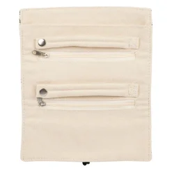 Pochette à bijoux de voyage visage ecru et noir - terre brulée