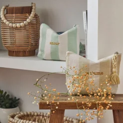 Pochette Amour en coton écru et vert - Famille