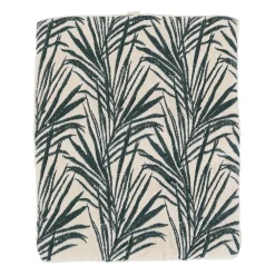 Pochette bijoux voyage tropic'art creme touche emeraude 20x24cm en velours coton