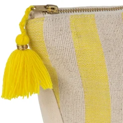 Pochette bordee Bella en coton jaune et bleu - Medi