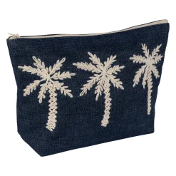 Pochette brodée en coton bleu - Medi