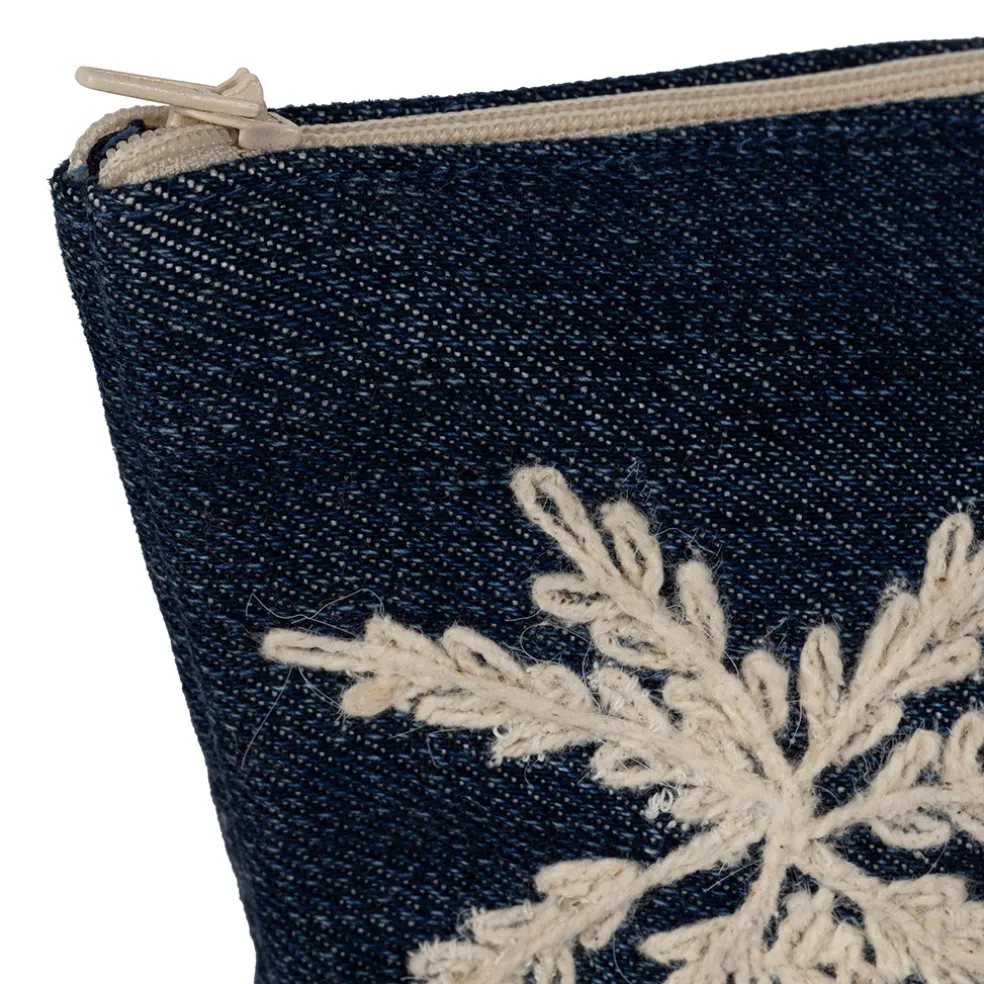 Pochette brodée en coton bleu - Medi
