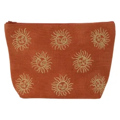 Pochette brodée en coton terracotta et doré - Allegra
