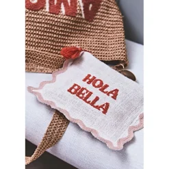Pochette brodée hola Bella en coton terracotta - Lumi