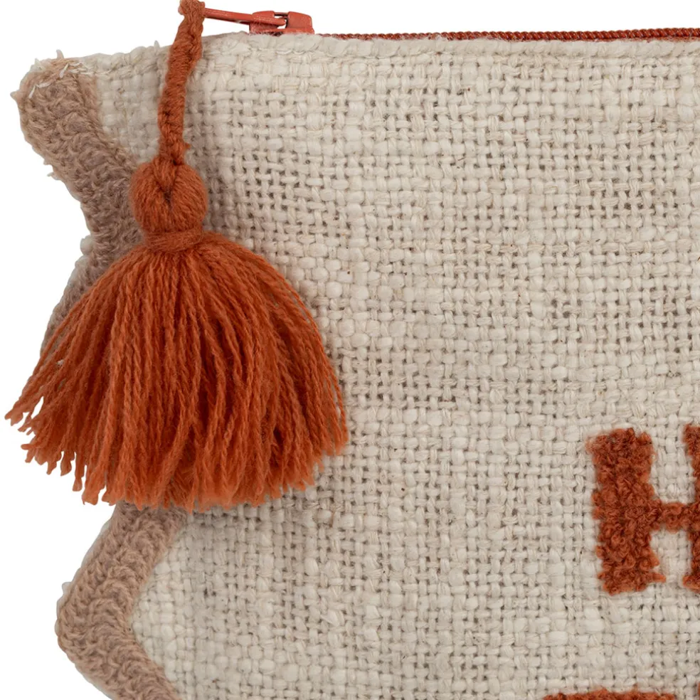 Pochette brodée hola Bella en coton terracotta - Lumi