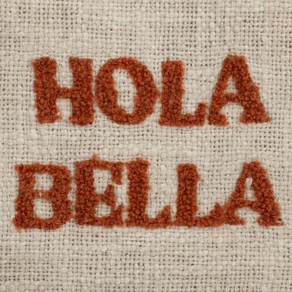 Pochette brodée hola Bella en coton terracotta - Lumi