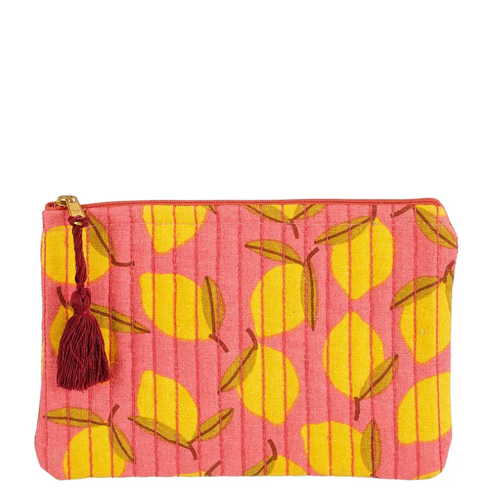 Pochette citron en coton rose
