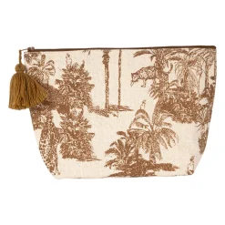 Pochette en coton écru et palmiers camel - Mocoa