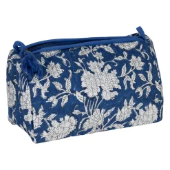 Pochette en coton matelassé et doublure imperméable indigo - Flaura