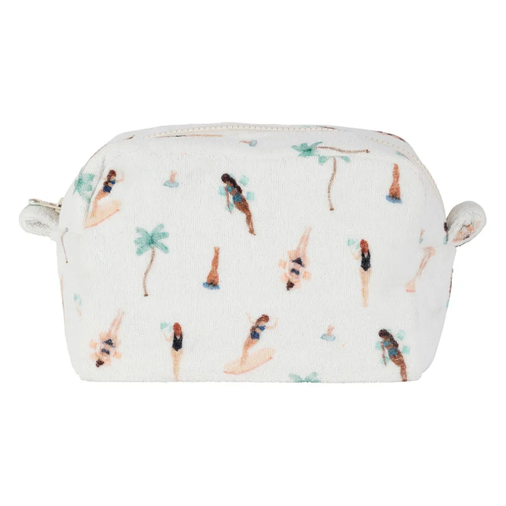 Pochette en coton émeraude et corail - Palma