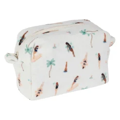 Pochette en coton émeraude et corail - Palma