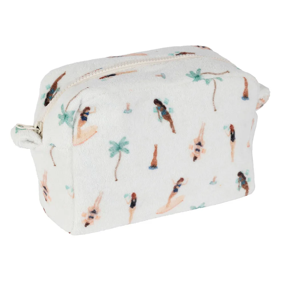 Pochette en coton émeraude et corail - Palma