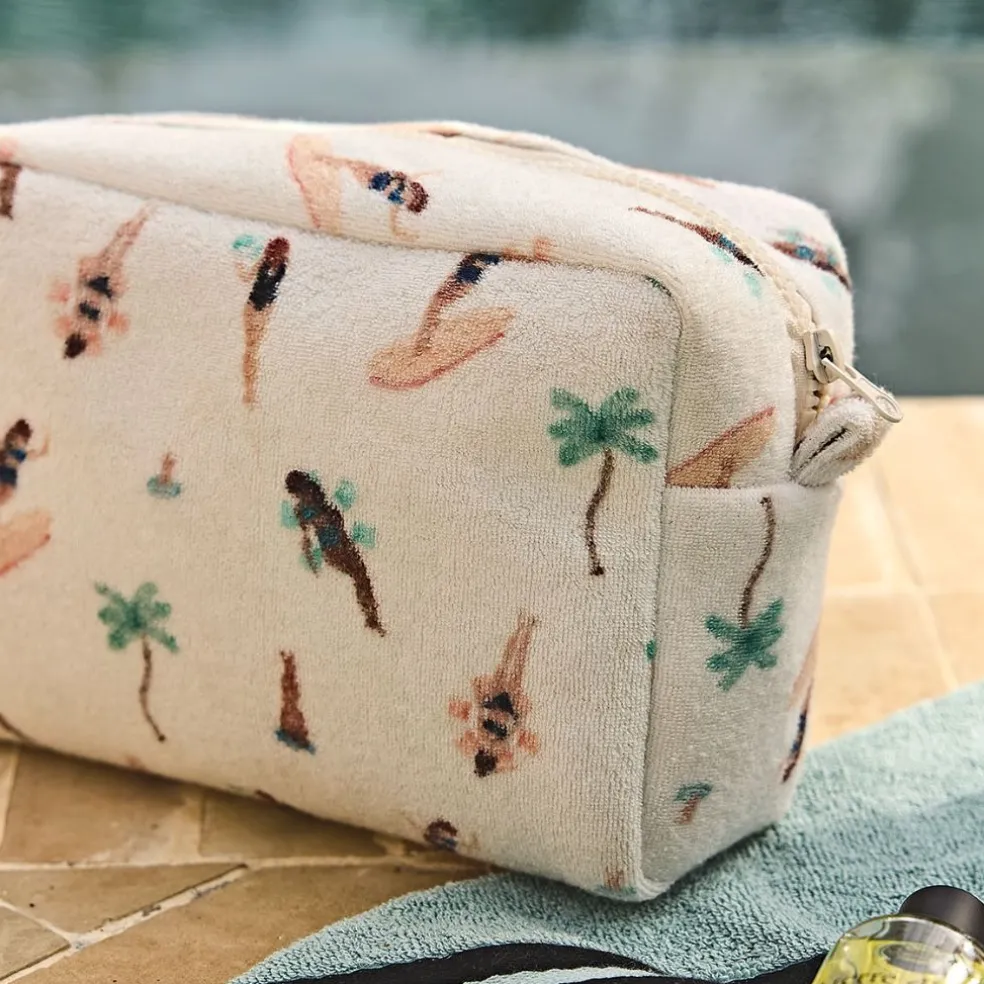 Pochette en coton émeraude et corail - Palma