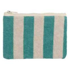 Pochette en coton rayée émeuraude et blanc - Palma