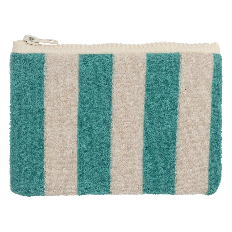 Pochette en coton rayée émeuraude et blanc - Palma