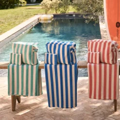 Pochette en coton rayée émeuraude et blanc - Palma