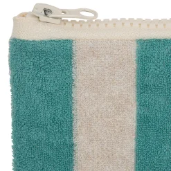 Pochette en coton rayée émeuraude et blanc - Palma