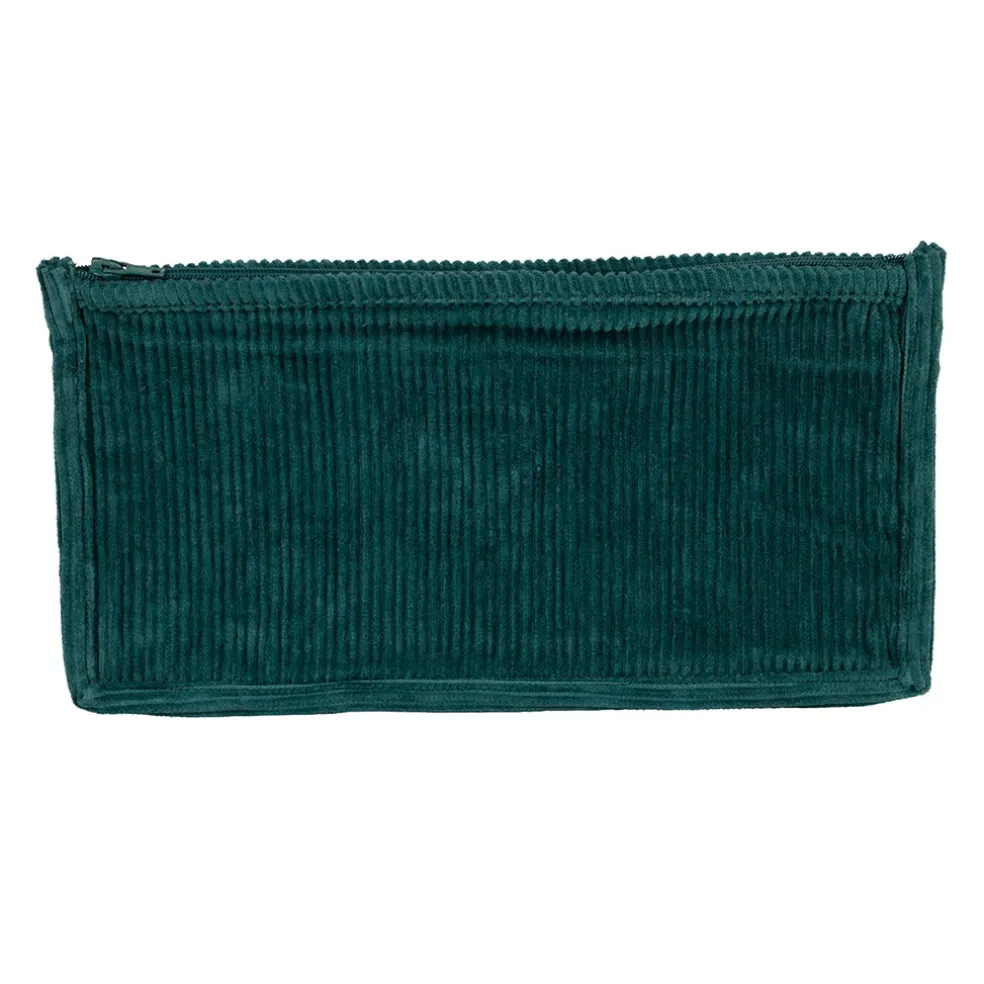 Pochette en velours côtelé émeraude - Flaura