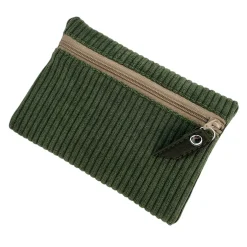 Pochette en velours kaki