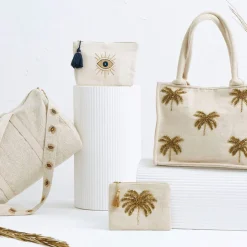 Pochette œil en coton blanc et bleu - Greeka