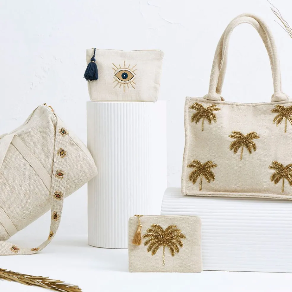 Pochette œil en coton blanc et bleu - Greeka