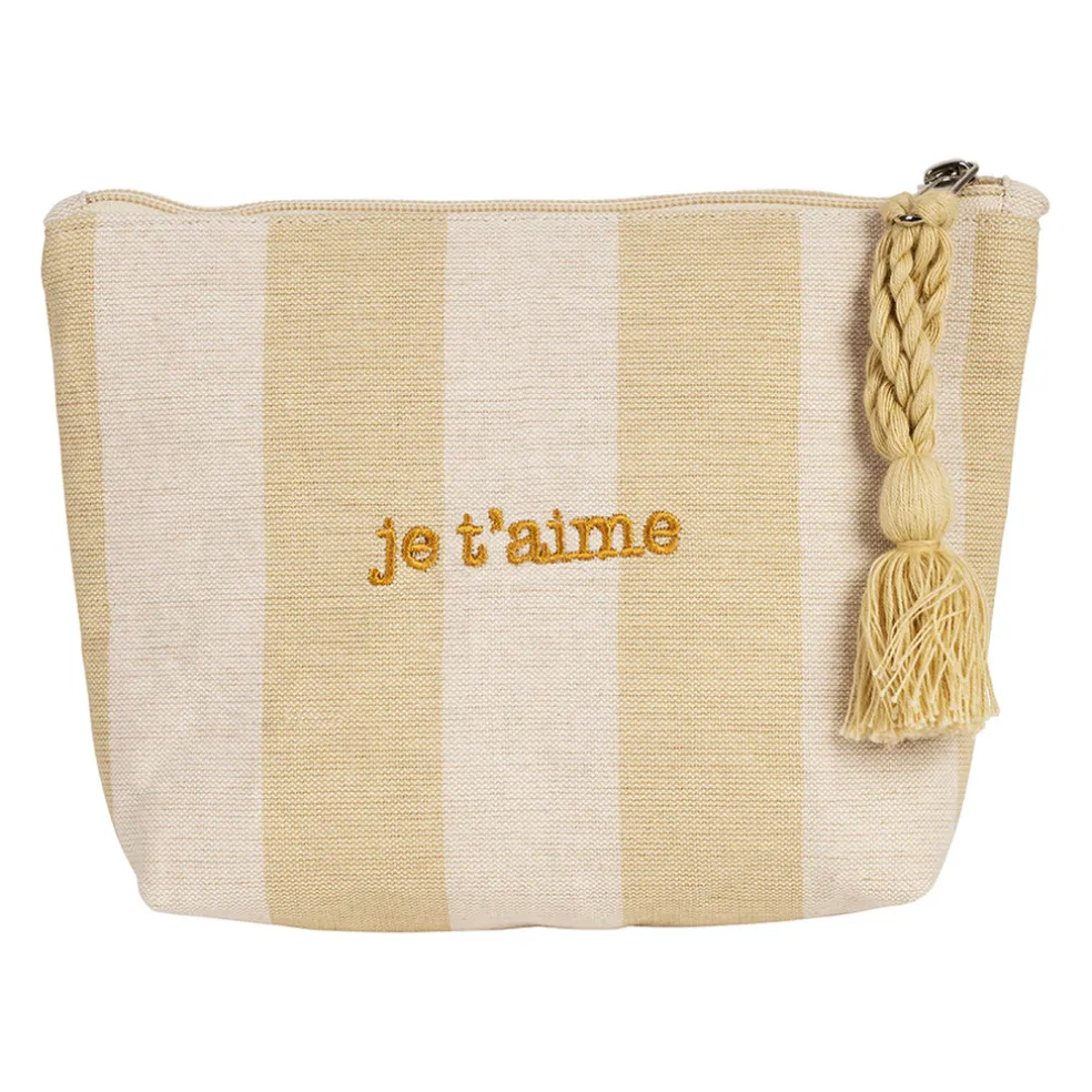 Pochette Je t'aime en coton beige - Famille
