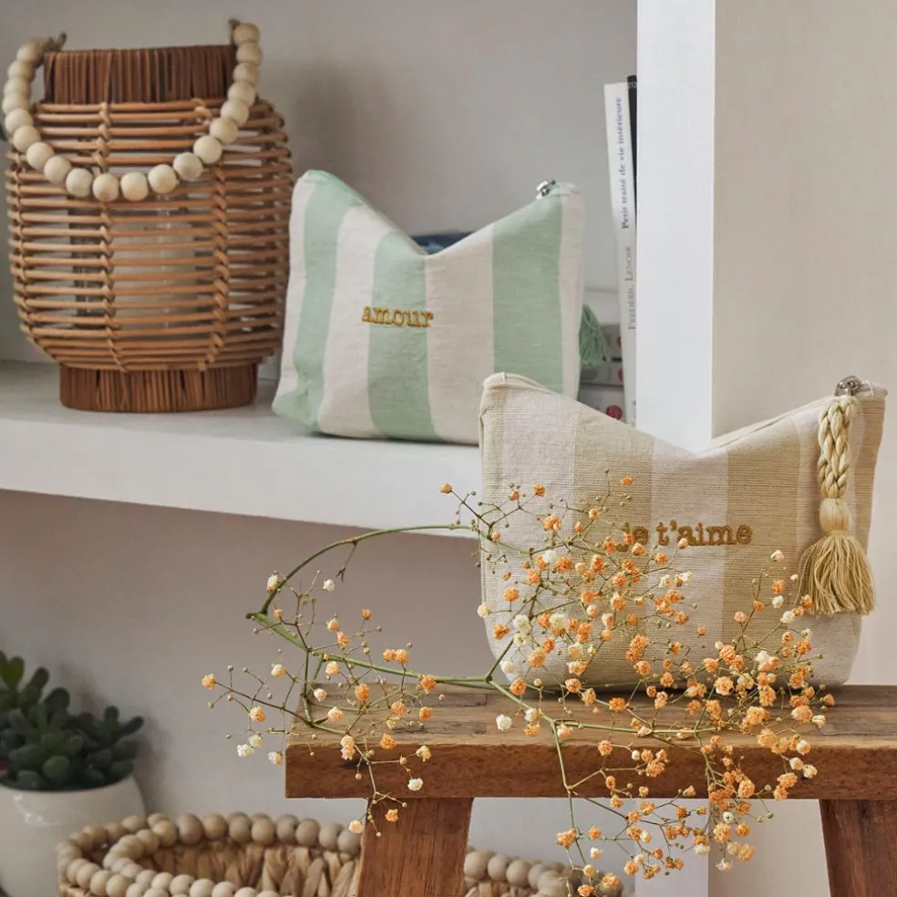 Pochette Je t'aime en coton beige - Famille