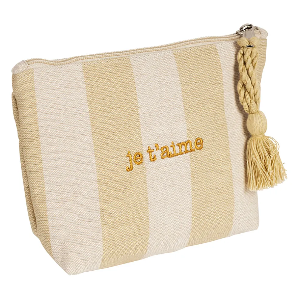 Pochette Je t'aime en coton beige - Famille