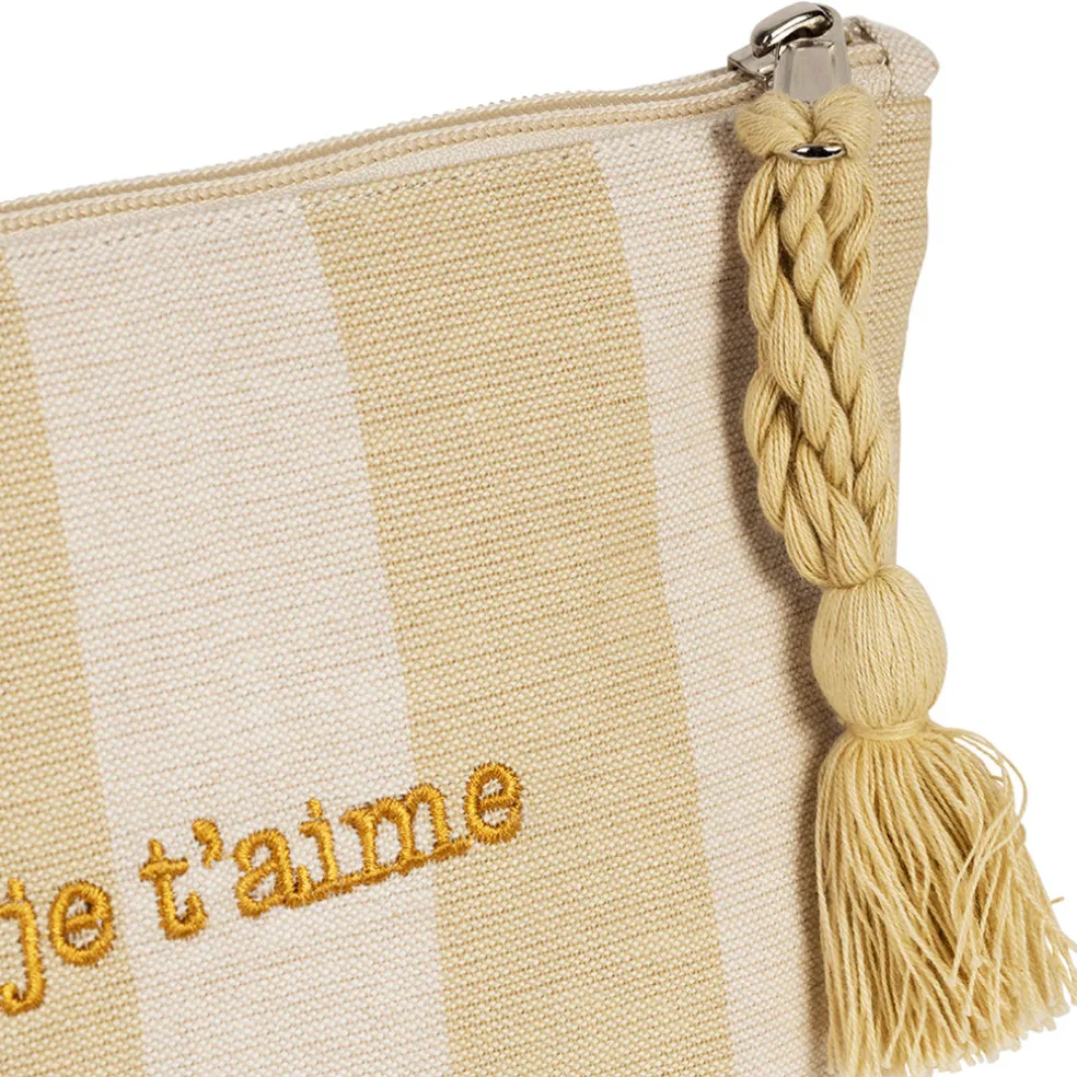 Pochette Je t'aime en coton beige - Famille