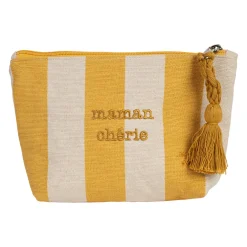 Pochette Maman en coton écru et jaune - Famille