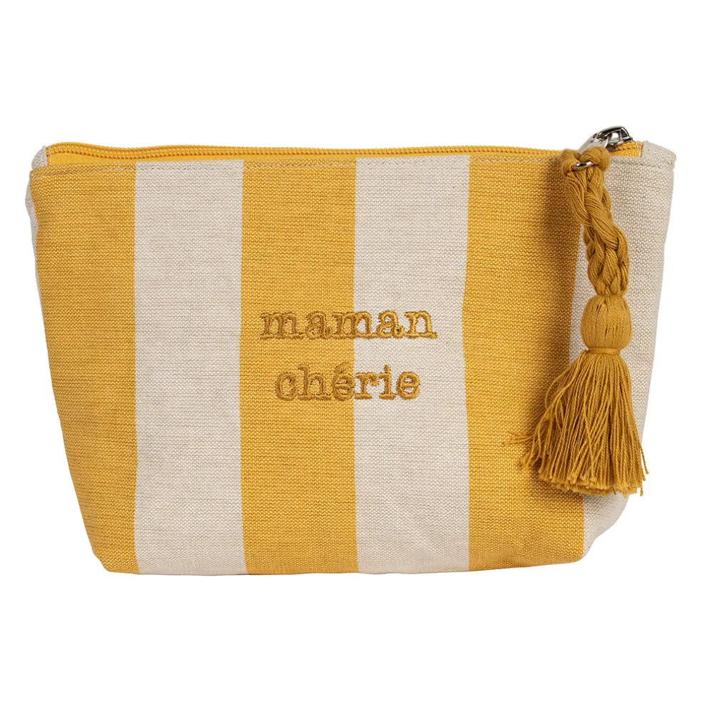 Pochette Maman en coton écru et jaune - Famille