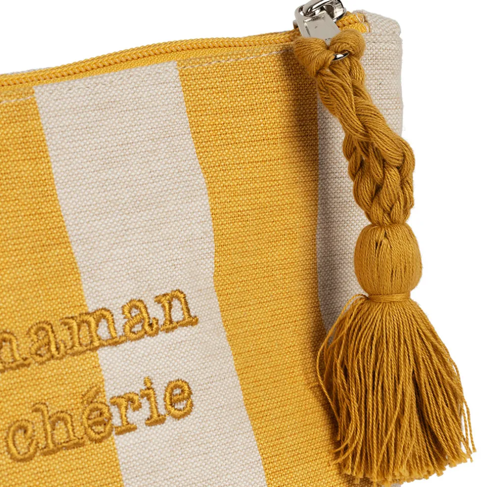 Pochette Maman en coton écru et jaune - Famille