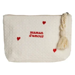 Pochette maman en coton écru et rouge - Famille
