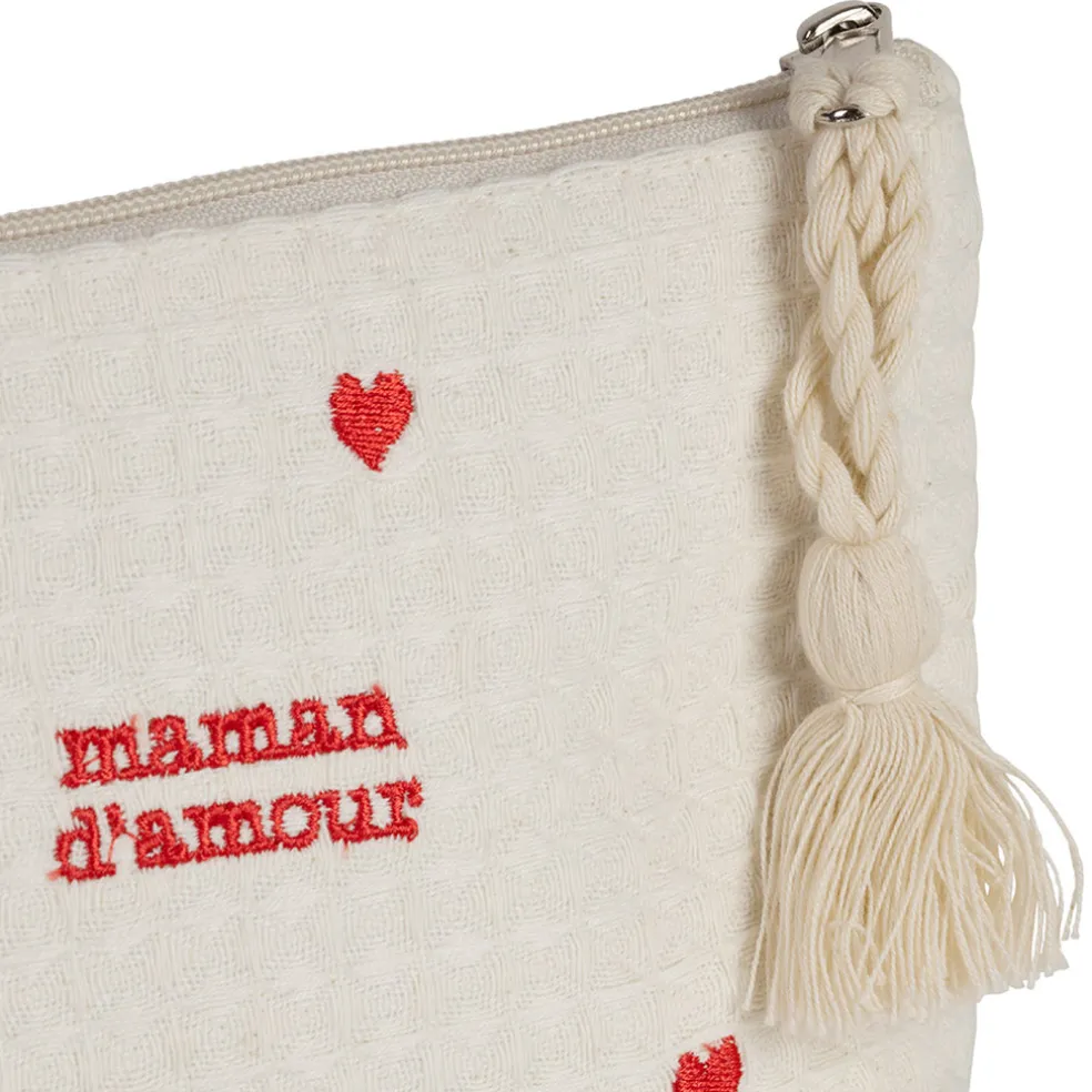 Pochette maman en coton écru et rouge - Famille