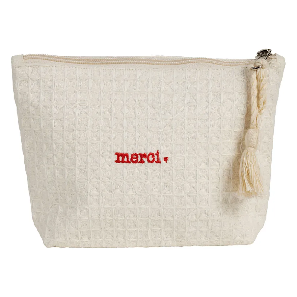 Pochette Merci en coton écru - Famille