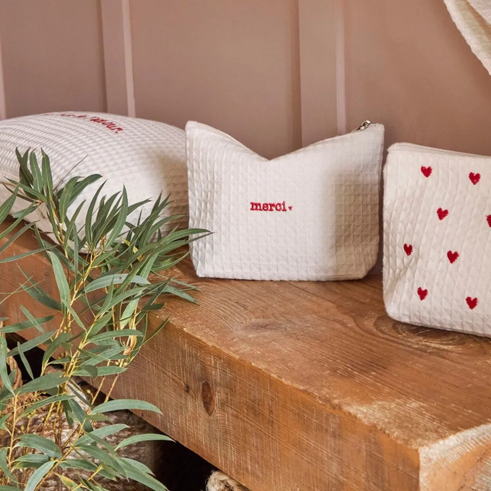 Pochette Merci en coton écru - Famille