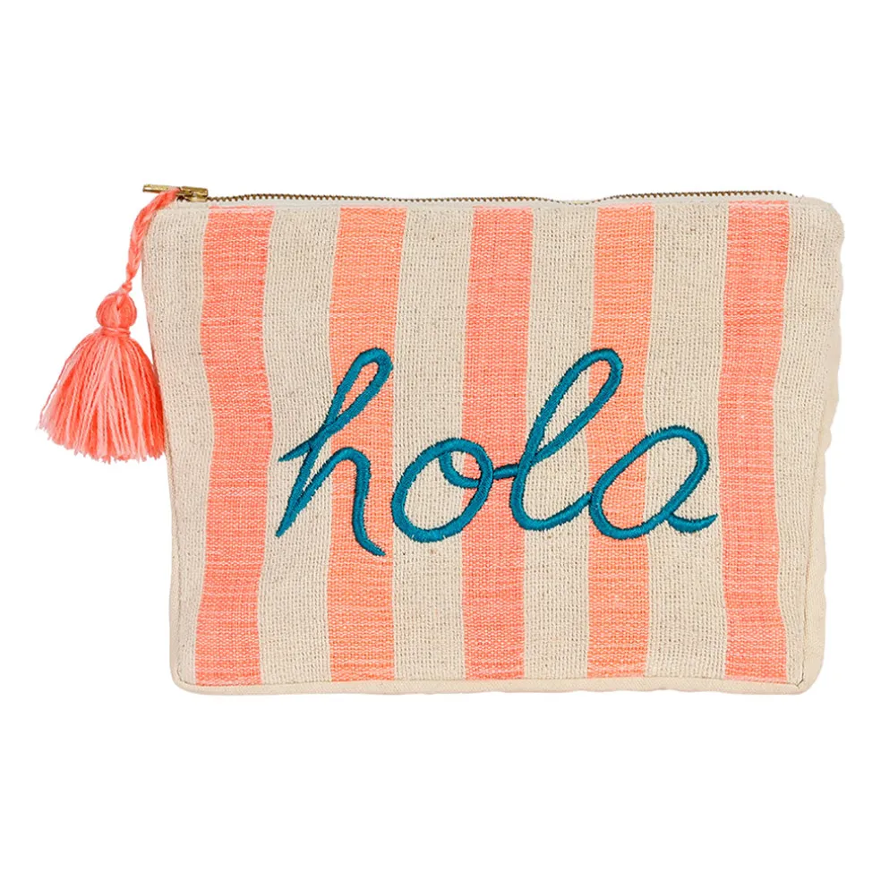 Pochette "hola" en coton corail - Palma