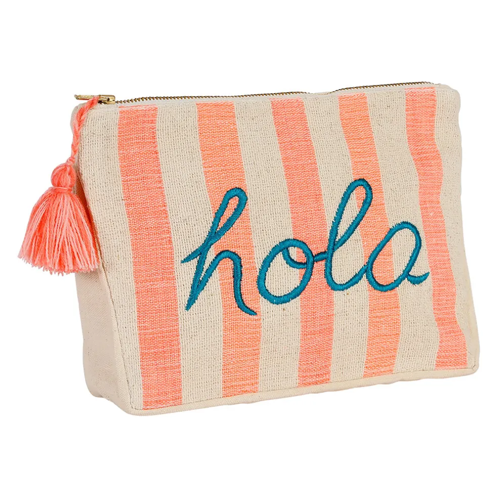 Pochette "hola" en coton corail - Palma