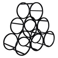 Porte 6 bouteilles en fer noir 31xh28cm - Campagne