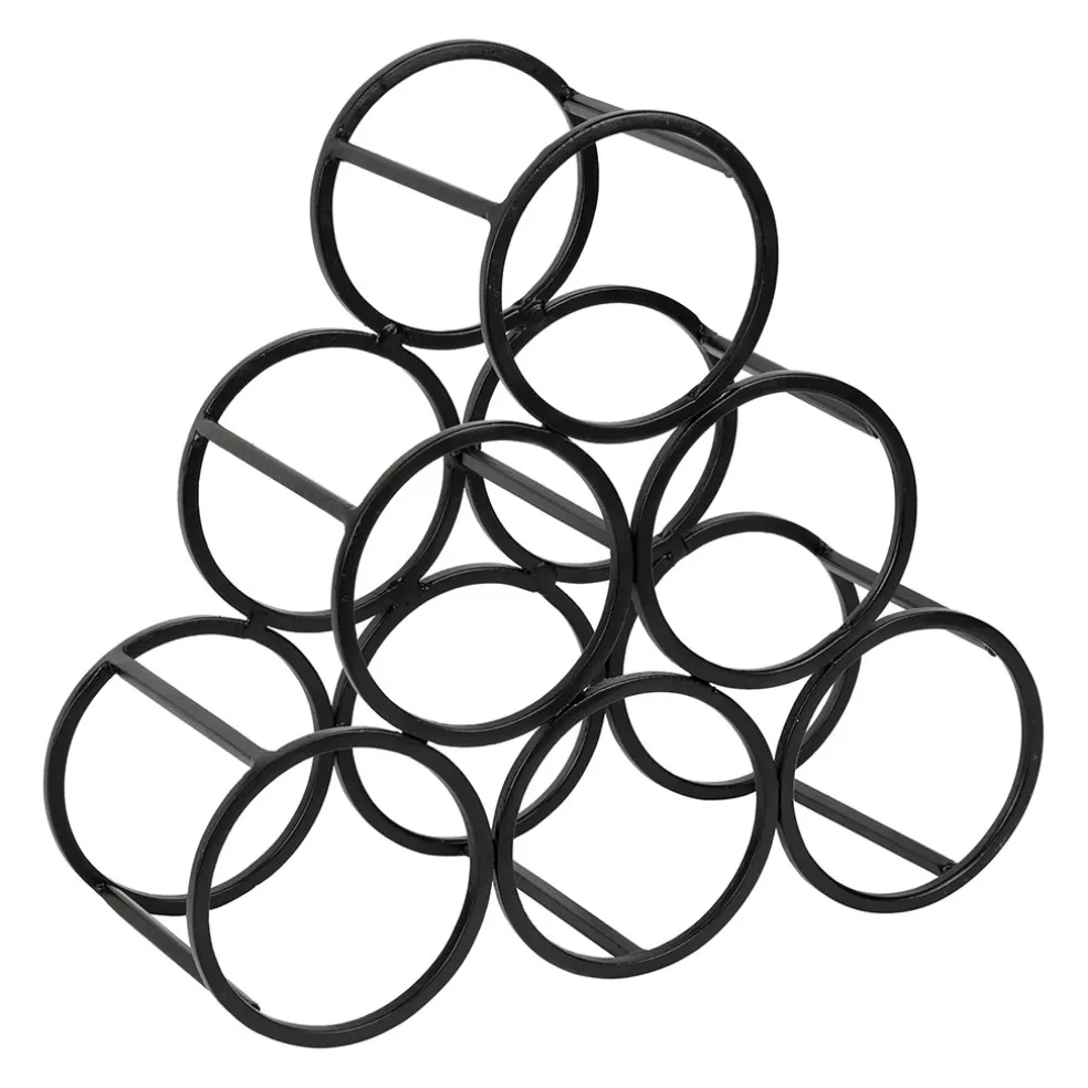 Porte 6 bouteilles en fer noir 31xh28cm - Campagne