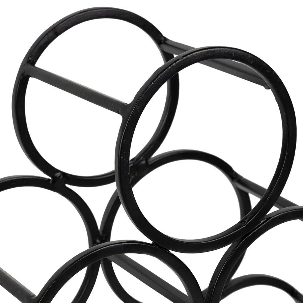 Porte 6 bouteilles en fer noir 31xh28cm - Campagne
