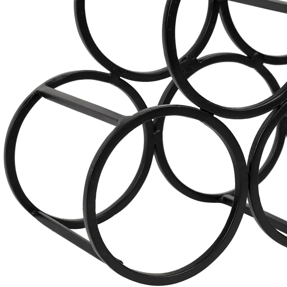 Porte 6 bouteilles en fer noir 31xh28cm - Campagne