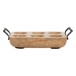 Porte 6 œufs en manguier et fer naturel - Campagne