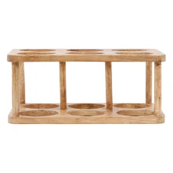 Porte bouteille 6 socles en manguier brun - Grand Office