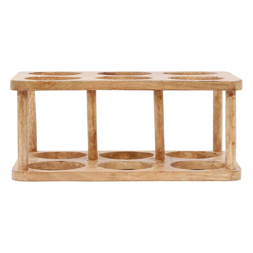 Porte bouteille 6 socles en manguier brun - Grand Office